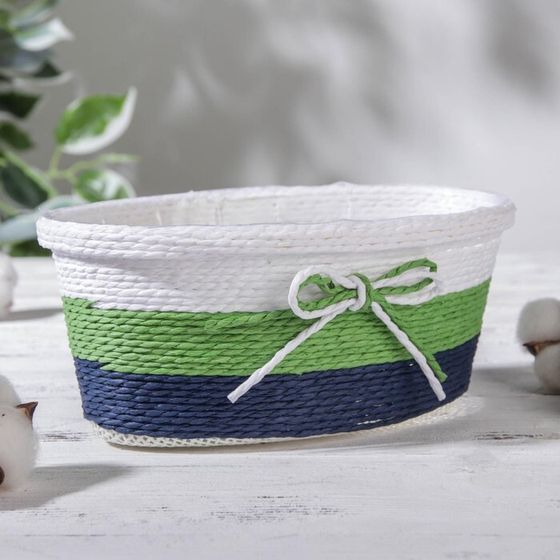 !Кашпо для цветов плетёное «Бантик», 19×12×8,5 см, овал, цвет МИКС