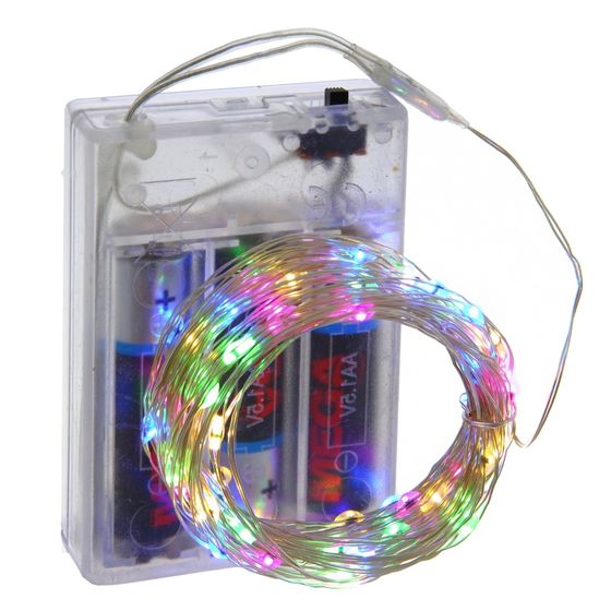 Электрогирлянда (60 разноцветн, 3xAA,), L600 W0,1 H0,2 см