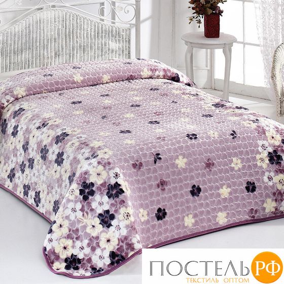 Плед EVLEN Super Soft 220*240 п/э в коробке евро Р 948 v5-(B013) пудра/фиолет