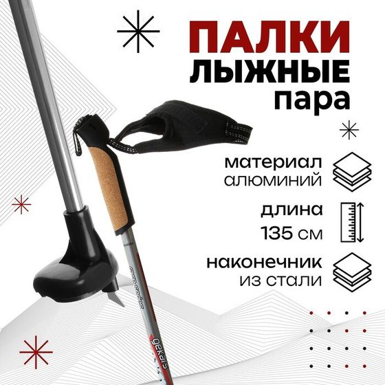 Палки лыжные алюминиевые Gekars Expert Plus, длина 135 см