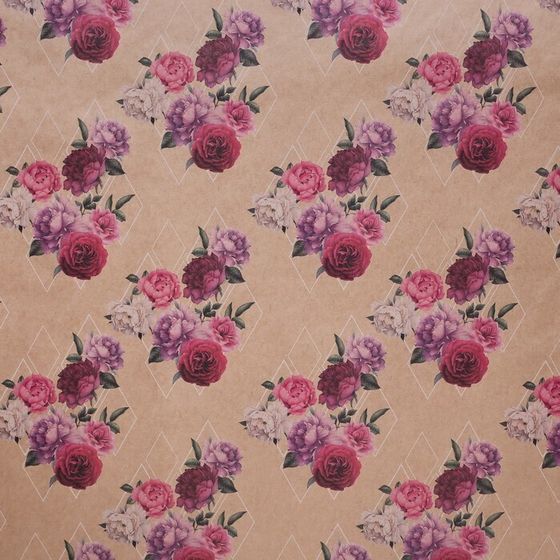 !09 Бумага (набор 5 листов) упаковочная крафтовая «Цветочные сны», 70 × 100 см.