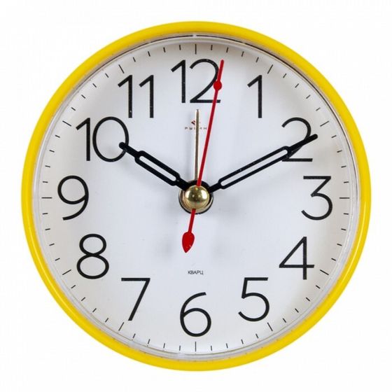 Часы - будильник настольные &quot;Классика&quot;, дискретный ход, 8 х 8 см, жёлтый