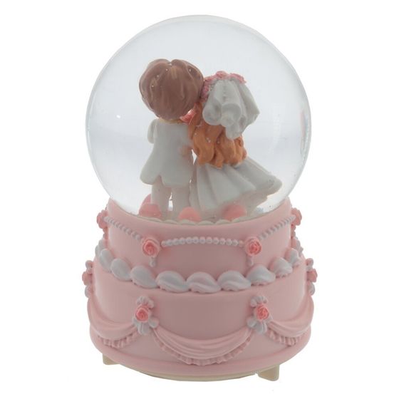 Фигурка декор &quot;Жених с невестой&quot; в стекл шаре (муз, подсвет, вьюга, 3xAAA н/п), D10, Д10 Ш10 В16 см