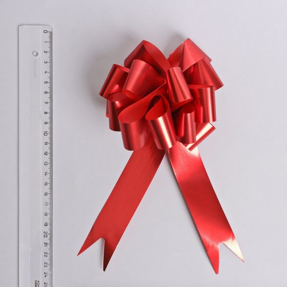 !09 Подарочный бант (набор 12 штук) - шар №3 металлик, цвет красный, для упаковки подарков