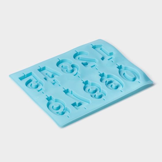 !09 Форма для шоколада «Цифры», силикон, 26×21 см, 10 ячеек (7×4 см), цвет МИКС