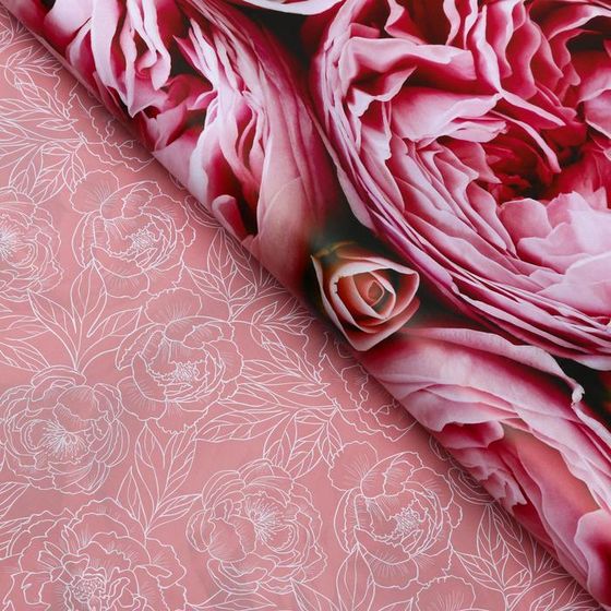 !Бумага глянцевая 4 листа двусторонняя &quot;Пионы&quot; 0,5 х 0,7 м.