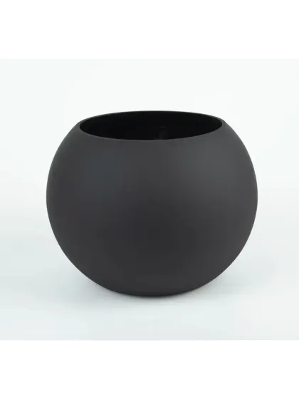 !09 Ваза «Пять вечеров», шаровая, 1 л, 10×12×12 см, стекло, чёрная матовая