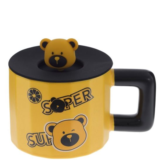 Кружка с крышкой, 470 мл, L14 W10 H10 см, 4в.