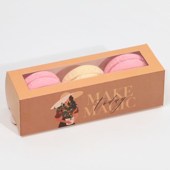 !09 Коробка складная для макарун (набор 6 штук) Make magic 18 х 5,5 х 5,5 см. кондитерская упаковка