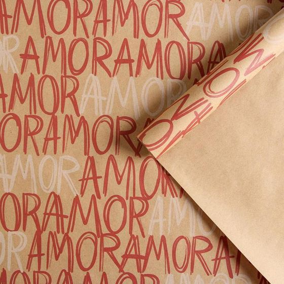 Бумага упаковочная крафтовая «Amor»,  2 листа, 50 × 70 см