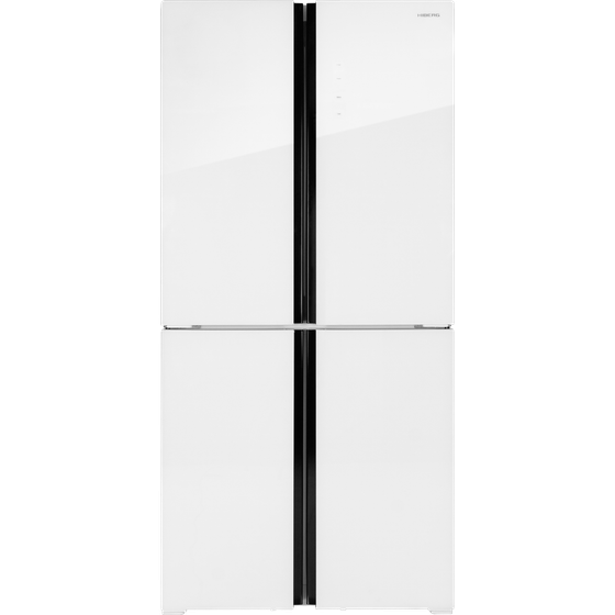 Холодильник Hiberg RFQ-555DX NFGW inverter белый стекло, трехкамерный (Side-by-Side)