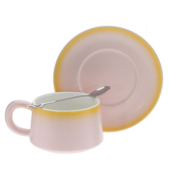 Кружка с блюдцем и ложкой, 250 мл, L16 W15 H8 см, 4в.