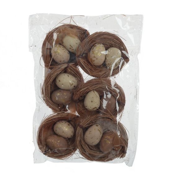 Набор из 6-ти изделий декоративных "Гнездо пасхальное", L18 W12 H2 см