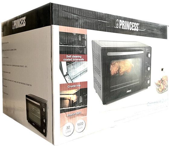 Princess 112751 Konvektionsbackofen DeLuxe 32L 1.500 Watt mit Grill schwarz B-Ware