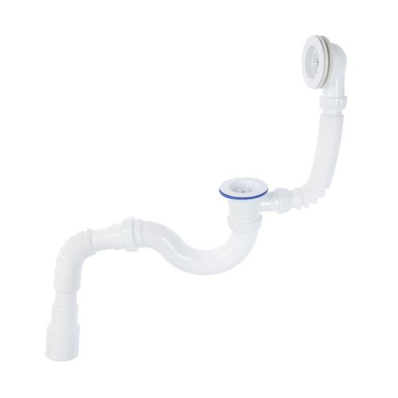 Сифон для ванны Unicorn S32P, 1 1/2&quot;х40 мм, пластиковый выпуск и перелив, гофра 40х40/50 мм