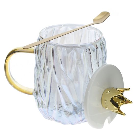 Кружка с крышкой и ложкой, 450 мл, L13 W9 H13,5 см, 3в.