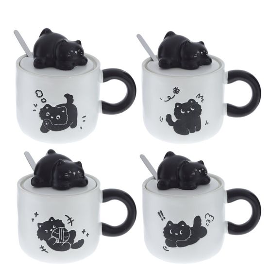 Кружка с крышкой, 360 мл, L14 W10 H12 см, 4в.