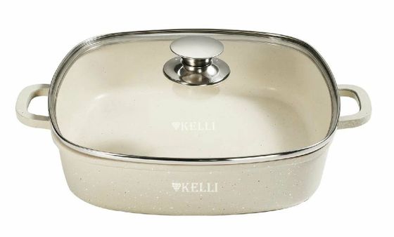 Сотейник Kelli KL-4716-28 28см стек.кр молочный