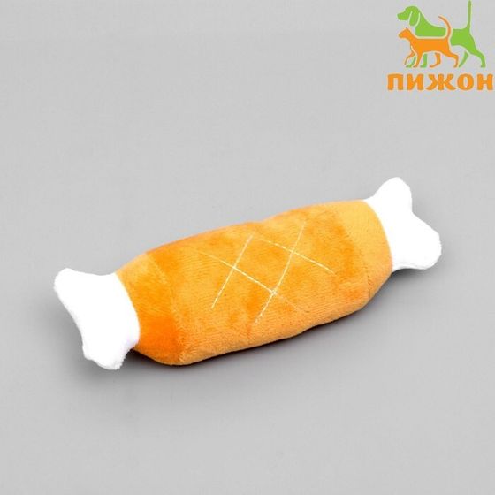 Игрушка для собак &quot;Мягкая косточка&quot; с пищалкой, 19 см, коричневая