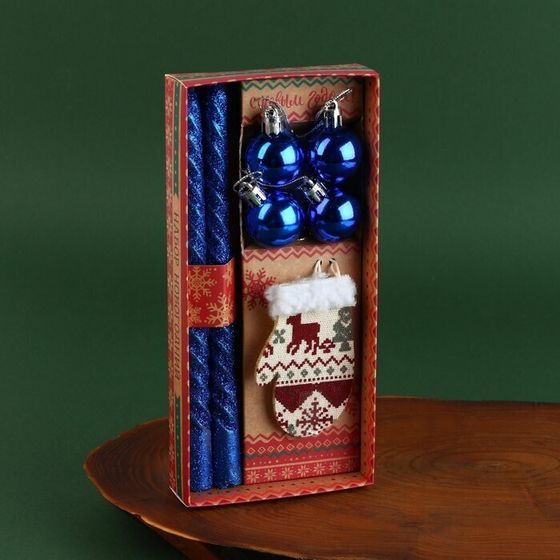 !09 Витые свечи с декором «Любви в Новом году», набор