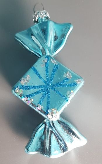 !09 Набор из 8-ми конфет: Елочное украшение &quot;Конфетка&quot; 10 см. блеск цвет голубой