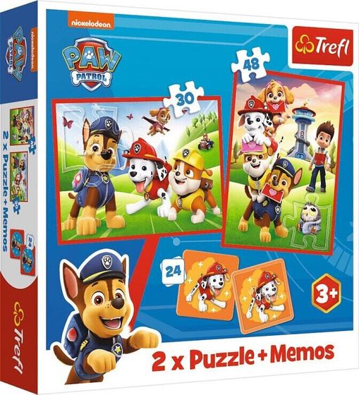 Trefl Puzzle 2in1 + памятки Команда Щенячьего патруля в действии 93337 Trefl