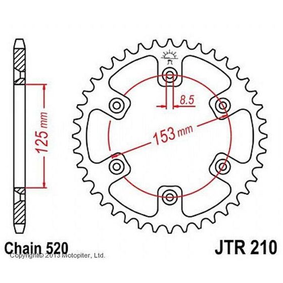 Звезда ведомая JT sprockets JTR210-47, цепь 520, 47 зубьев