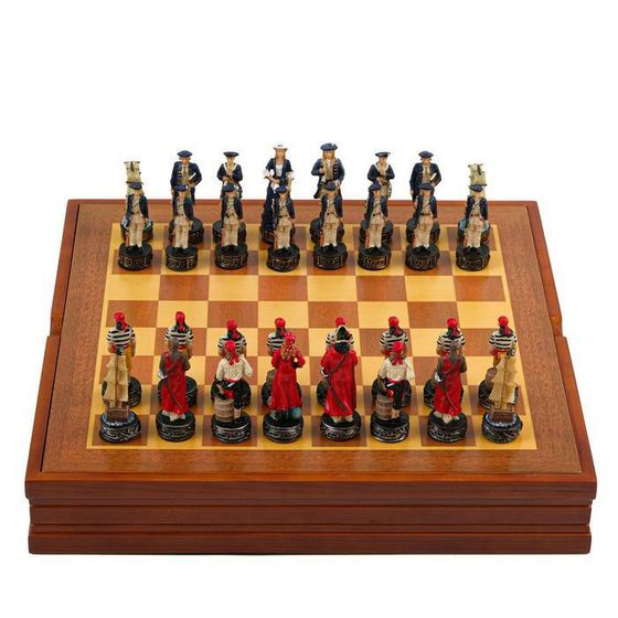 Шахматы сувенирные &quot;Пиратская схватка&quot;, h короля-8 см, пешки-6 см, 36 х 36 см