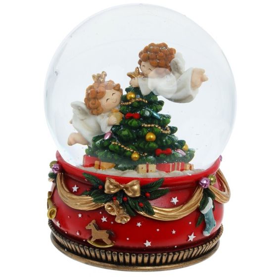 Фигурка декор в стекл шаре &quot;Ангелочки&quot; (муз с ключ), D15 см, L15 W15 H20,5 см