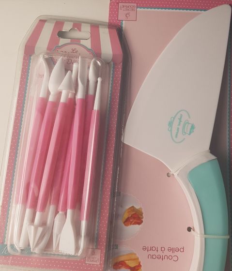 !09 Набор для кондитера 2 предмета: Лопатка-нож 2 в 1 для торта + Набор кондитерских инструментов 8 штук цвет микс