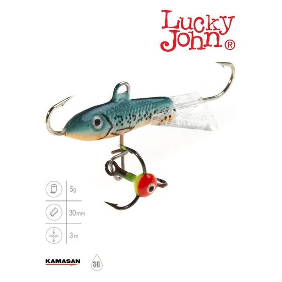 Балансир Lucky John CLASSIC 3 + тройник, 3 см, цвет 53 блистер