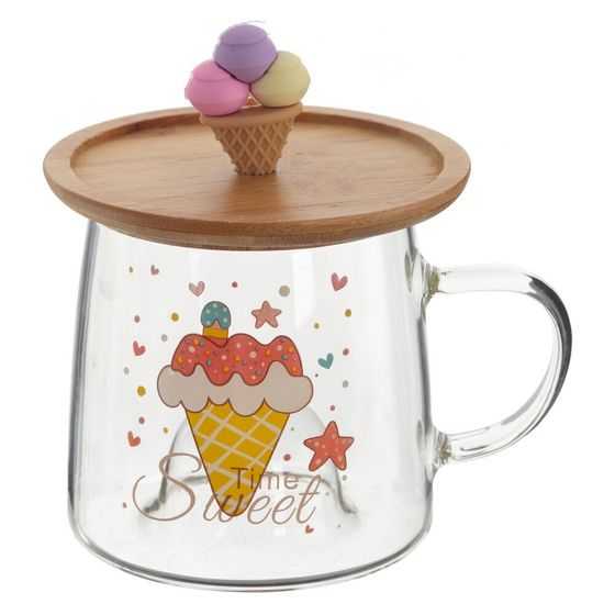 Кружка с крышкой-подставкой, 350 мл, L11 W9 H11,5 см, дизайн микс