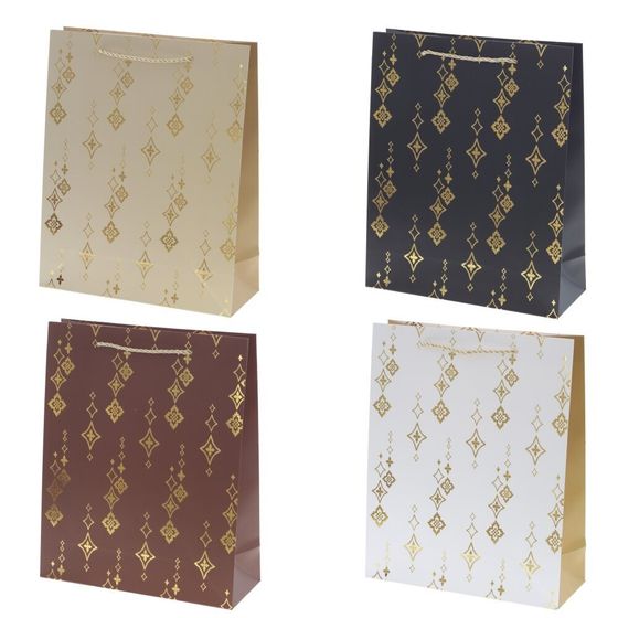 Пакет подарочный (бумага 210г/м2, блок микс 12шт), L26 W10 H32 см, 4в.