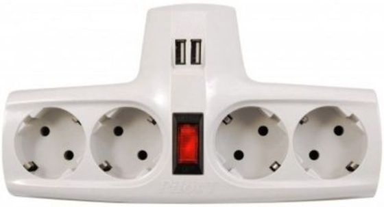 Сетевой фильтр Pilot T USB 4 розетки+ 2USB слоновая кость