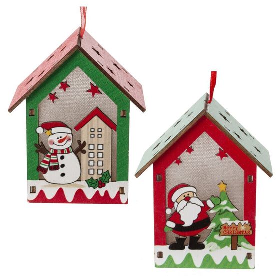 Изделие декоративное подвесное &quot;Домик&quot; с подсветкой, L8 W6,5 H10 см, 2в.
