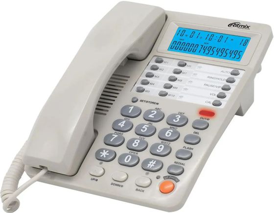 Телефон проводной Ritmix RT-495 белый/серый