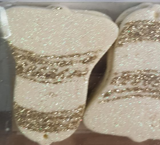 !09 Елочное украшение (набор 24 штуки) &quot;Колокольчики&quot; цвет бежевый с золотом