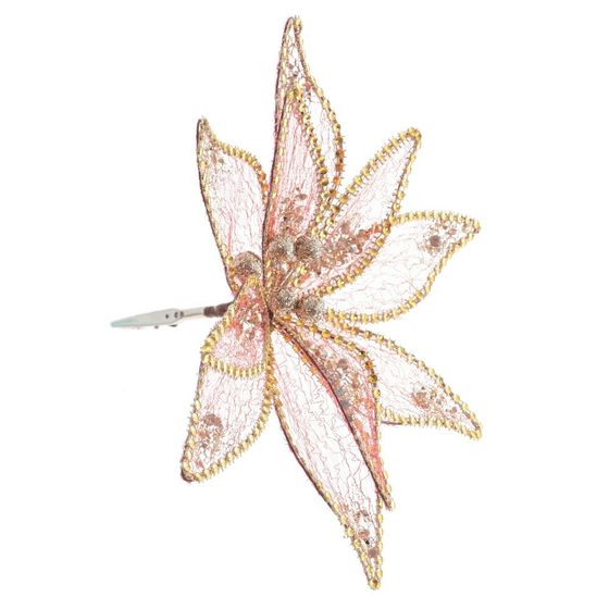 Цветок искусственный &quot;Пуансеттия&quot; (на клипсе), L23 W23 H12 см