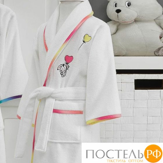 SCBRRNBWWP2 Детский халат Soft cotton RAINBOW бело-розовый 1/2