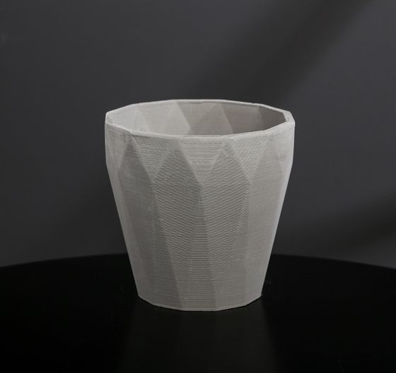!09 Кашпо из гипса «Полигональ», серое, 10,5 х 11 см, 0,5 л