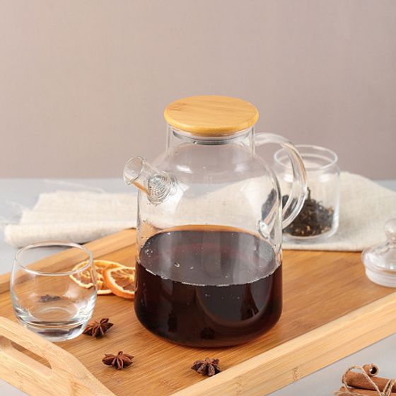 Чайник заварочный PURE 2200мл с бамбуковой крышкой