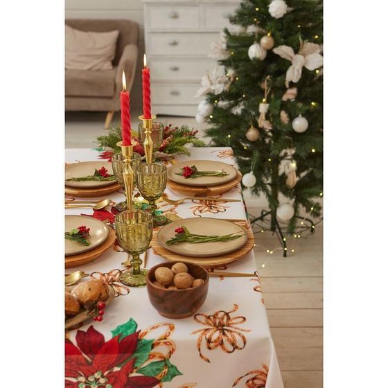 !09 Скатерть новогодняя &quot;Сказочный Новый год&quot; 145*260 см, 100% п/э