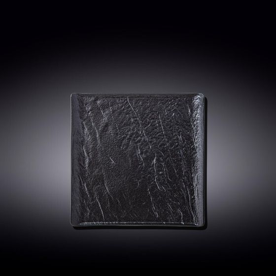 Тарелка квадратная Wilmax England Slate Stone, размер 17×17 см, цвет чёрный сланец