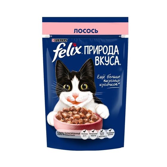 Влажный корм Felix Природа вкуса для кошек, лосось, 75 г