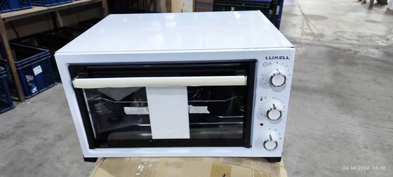 УЦЕНКА-Мини-печь Luxell MO-36W белый 36л 1420Вт (Замят правый верхний угол, сколы на противне)
