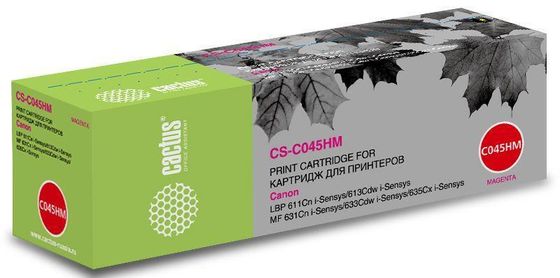 Картридж лазерный Cactus CS-C045HM 045 H M пурпурный (2200стр.) для Canon LBP 611Cn/613Cdw/631Cn/633Cdw/635Cx
