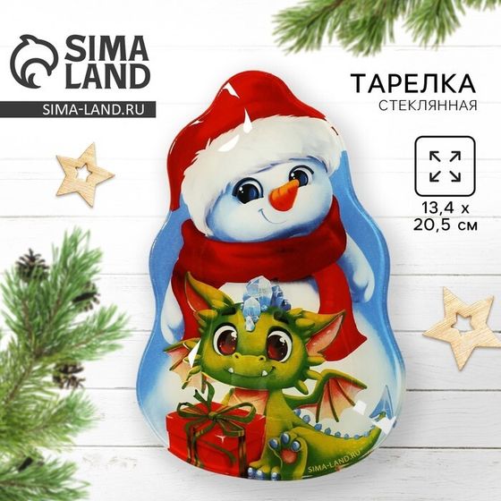 Тарелка снеговик «Дракоша», 13.4 х 20.5 см