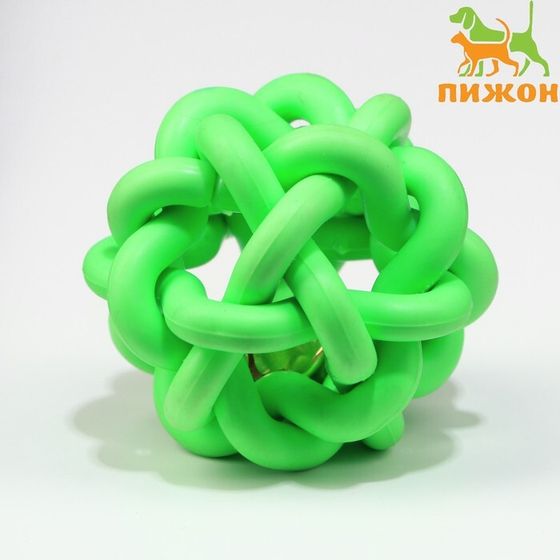 Игрушка резиновая &quot;Молекула&quot; с бубенчиком, 4 см, зелёная