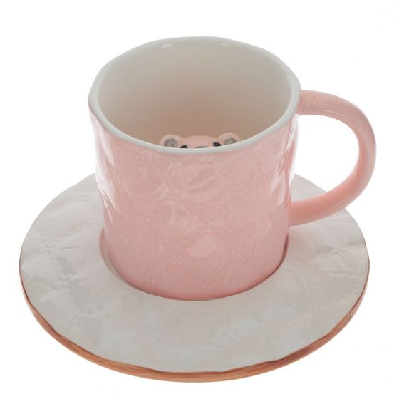 Кружка с блюдцем, 250 мл, L14 W14 H9 см, дизайн микс