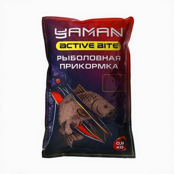 Прикормка Yaman Active Bite, карп, чёрная смородина, коричневый, 900 г